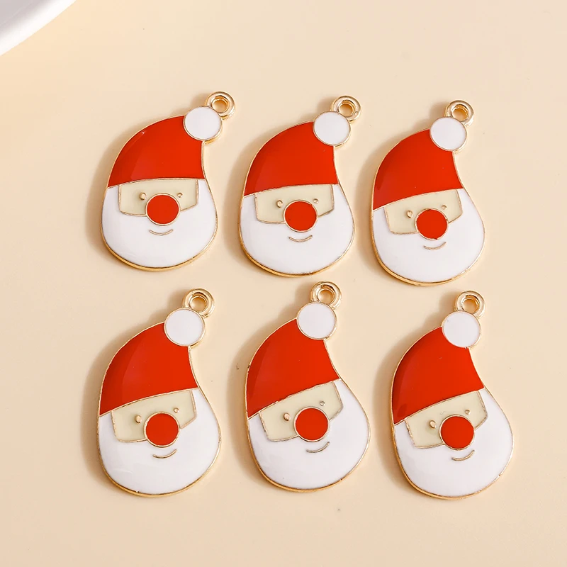 

10pcs Cartoon Santa Claus Charms for Jewelry Making Enamel Christmas Charms Pendants for DIY Earrings Necklaces Keychains Gifts