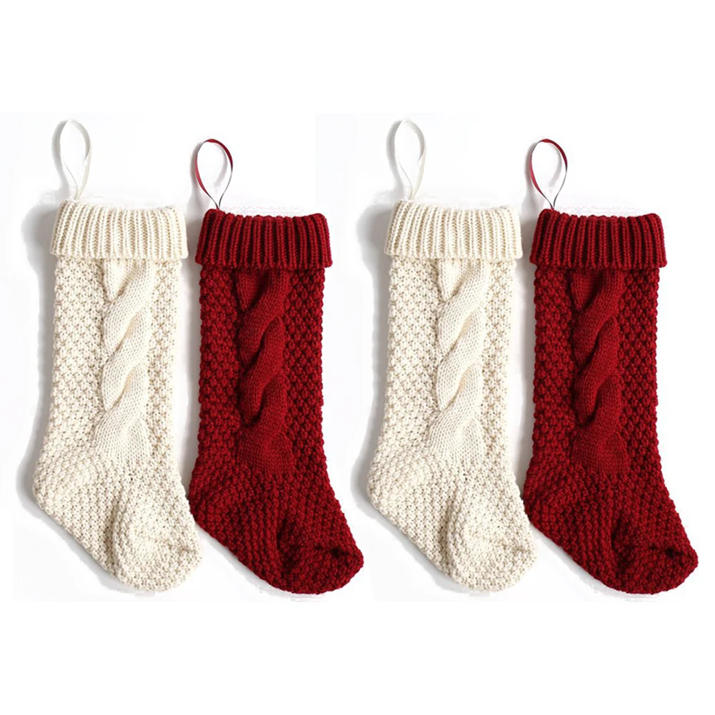 

Christmas Stockings Decorations Gift Bag Ornament Knit Socks Party Hanging Candy Bags