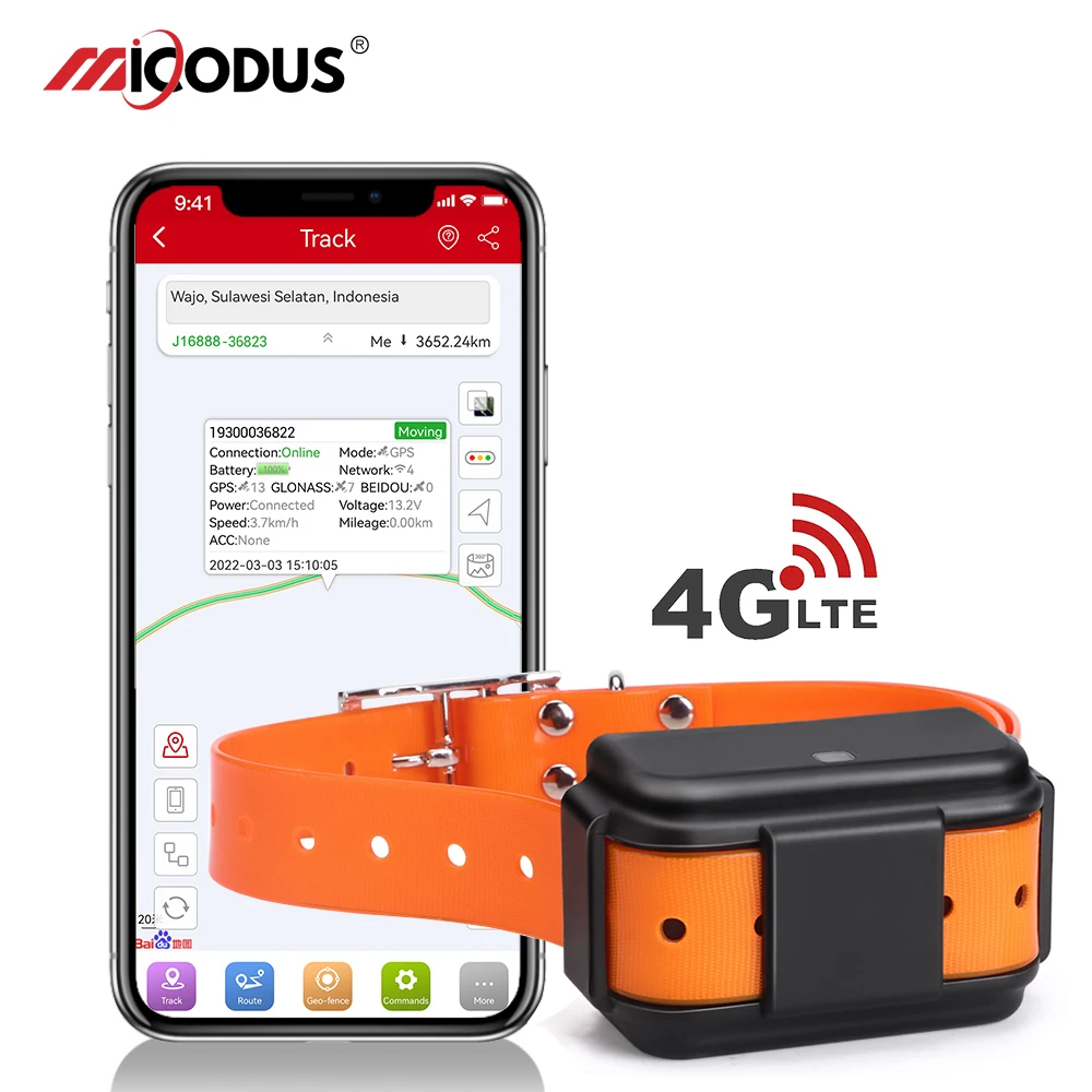 GPS Трекер Для Домашних Животных 4G MiCODUS MP50G Долгая Работа Батареи 4000mAh