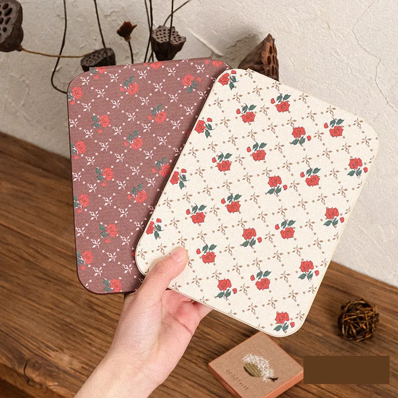 

Large Retro Flower Cloth Portable Folding Full-length Mirror Diy Student Portable Mirror Bathroom Desktop Mirror Makeup Mirror