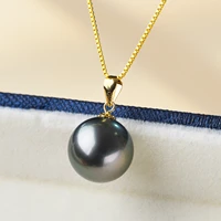 18k yellow gold pendant aaa quality 10 11mm genuine tahitian south sea cultured pearl pendant necklace with 925 silver chain