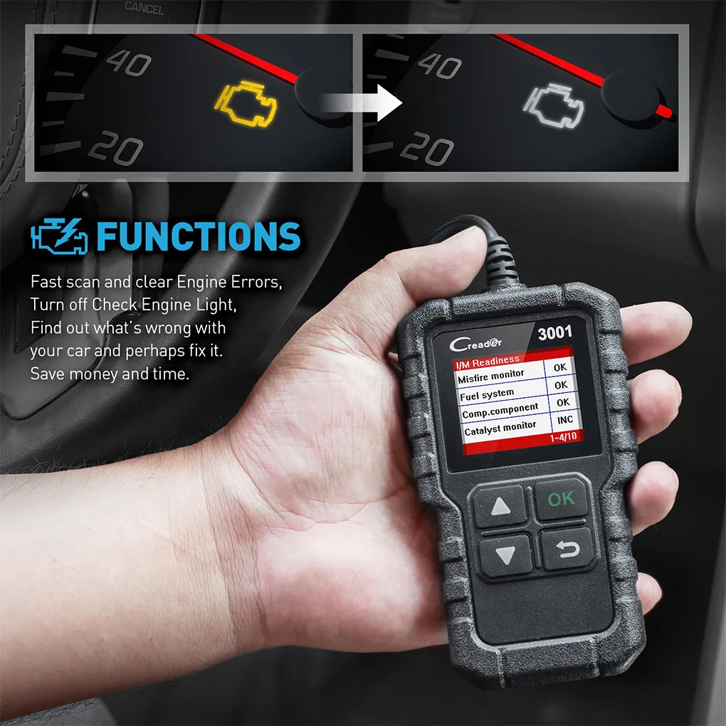 

Universal Portable OBDII Diagnostic Tool Fault Code Reader Scanner