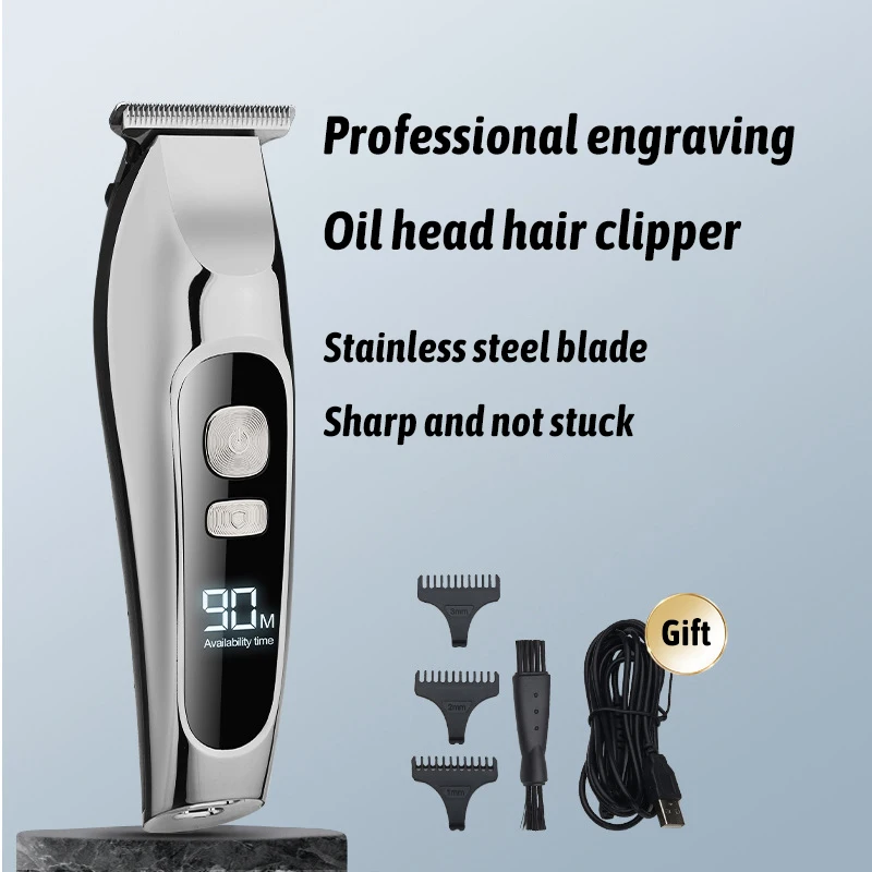 

Hair Salon Professional Hairdressing Scissors USB Charging Oil Head Carving Hair Clipper LCD Display Hair Cutting Machine