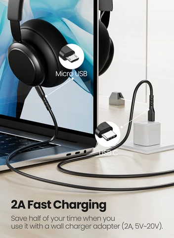 Короткий кабель Fasgear USB C - Micro USB 1 шт. Кабель USB 2.0 Type C - Micro USB Поддержка синхронизации данных и зарядки Совместимость с MacBook Pro |Контроллер PS4/X-box |Устройство Android Phone OTG