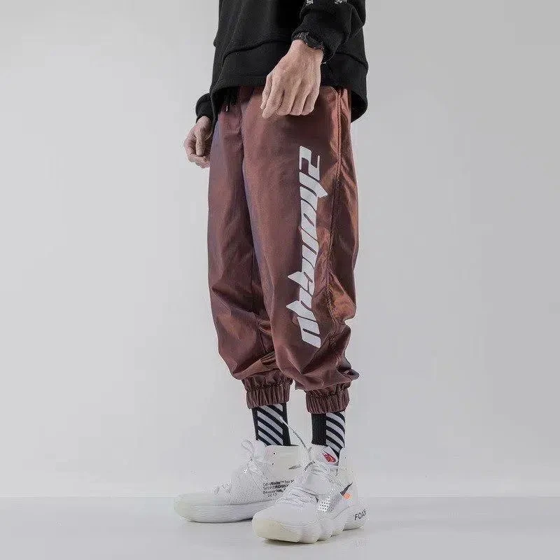 Mens Joggers Fashion Reflective Y2K Harajuku Streetwear Cargo Pants Men Casual Hip Hop Jogging Pants Baggy Trousers Men Clothing images - 6