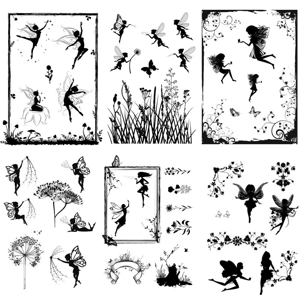 

Fairies flower Butterfly Clear Stamps Seal for DIY Scrapbooking Card Rubber Stamps Making Album Sheets Crafts Decor New Stamps