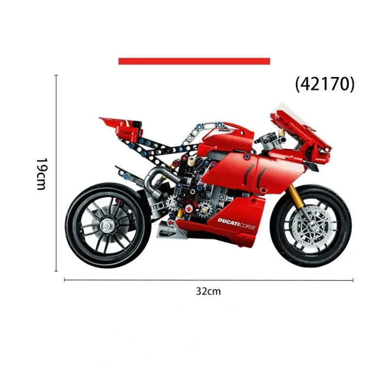 Фото Технологичный конструктор мотоцикла Ducati MOC 42107, модель локомотива, механическая сборная модель из кирпичиков, игрушка для детей, подарок 10272 №3