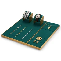 oirlv green metal set jewelry display props microfiber bangle ring necklace bracelet display stands for shop cabinet