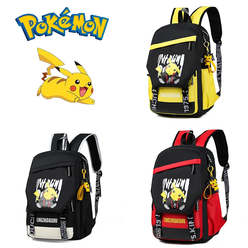 

New Pokemon Anime Pikachu Backpack Cute Cartoon Kids SchoolBags Boys Girls Kindergarten Primary School Bookbag Student Backpack