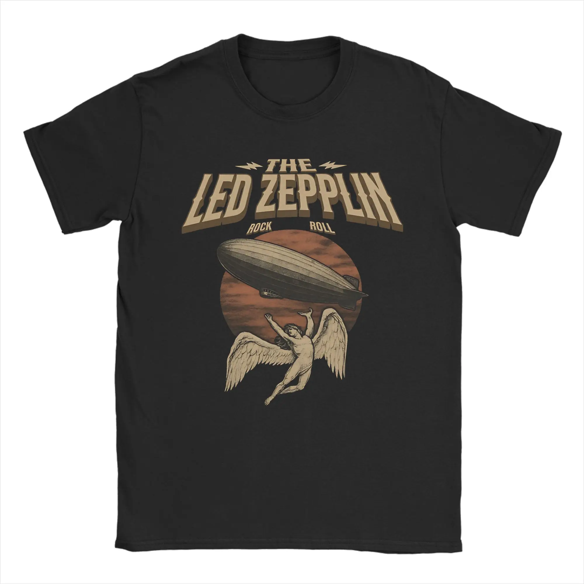 Фото Футболка The Mother Ship Led Zeppelin, мужская уличная одежда, пляжные футболки с круглым вырезом, хип-хоп футболки с узором, одежда больших размеров №1