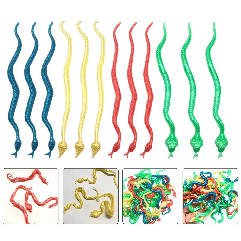 

30Pcs Simulation Snake Toys Halloween Fake Snake Props Trick Ornament (Random Color)