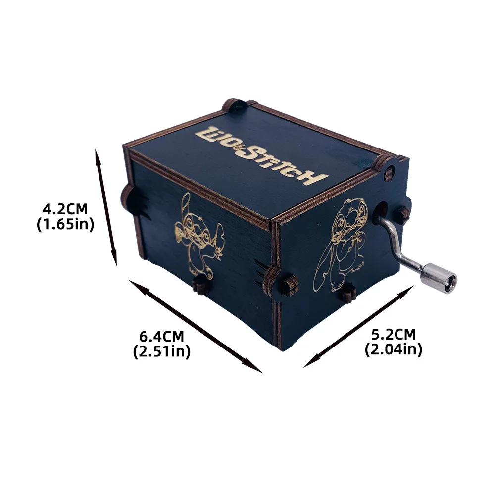 Музыкальная шкатулка Disney Stitch УФ-картина лазерная гравировка деревянная рукоятка