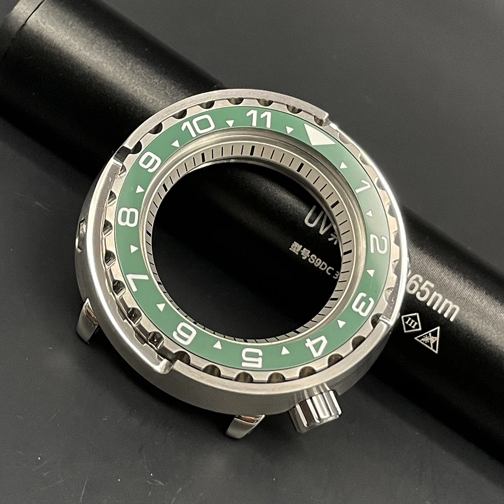 

for Seiko SBBN031/SKX007 Auto Tuna Watch Case fit NH35A NH36A Movement Sapphire Crystal Black Green Bezel Insert Crown at 4.1