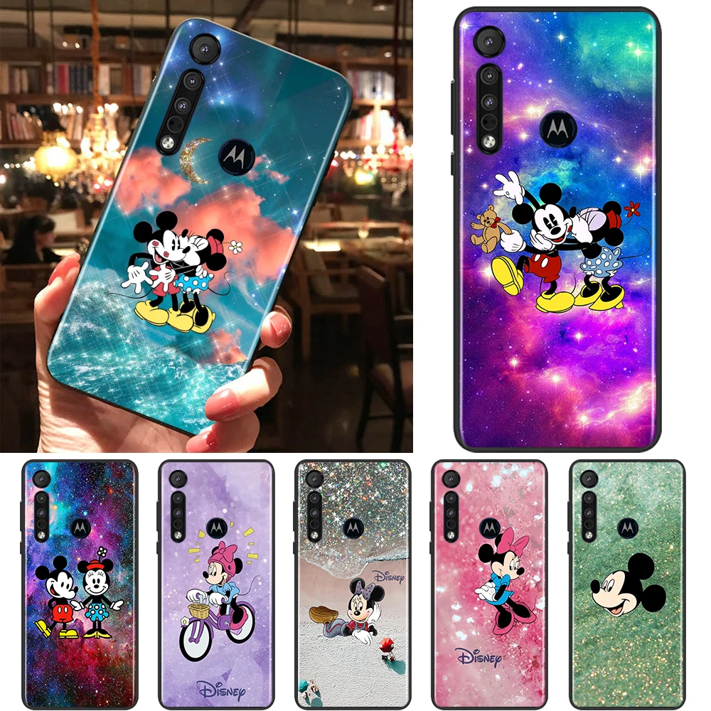 

Disney Mickey Minnie colorful Black Phone Case For Motorola E32 G52 G Stylus G71 Edge G60 S G9 G8 20 E7i Power One Fusion Cover
