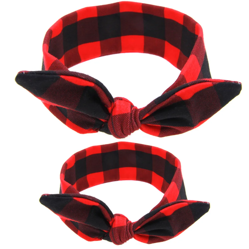 

Mother Kids Grid Headbands Sets Hair Accessories For Woman Girlse Children's Print Bows Hair Bands Newborn Baby Photography Prop