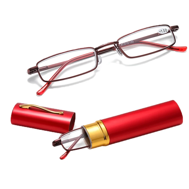 

Retro Mini Portable Reading Glasses Classic Women Men Presbyopia Glasses Pen Tube Case Anti-radiation Far Sight Eyeglasses