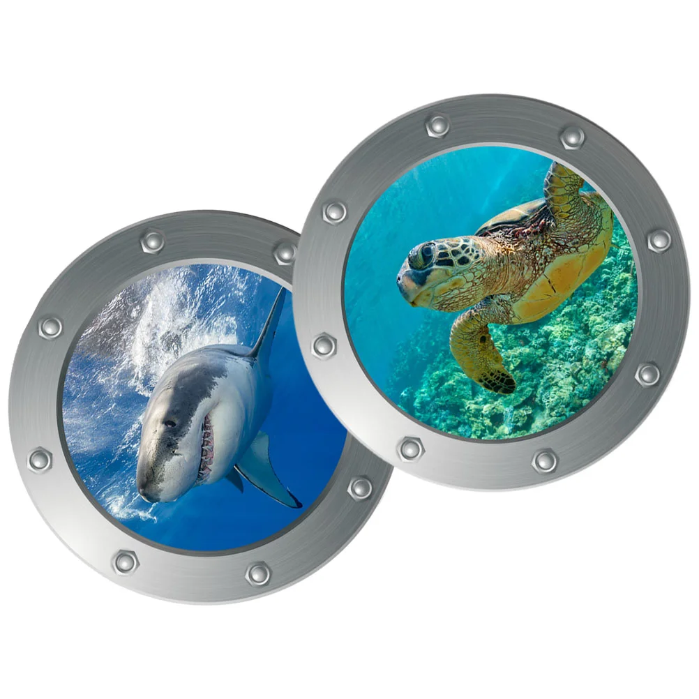 

2 Pcs Children's Room Wall Sticker Sea Animal Stickers 3d Shark Posters Pvc Life