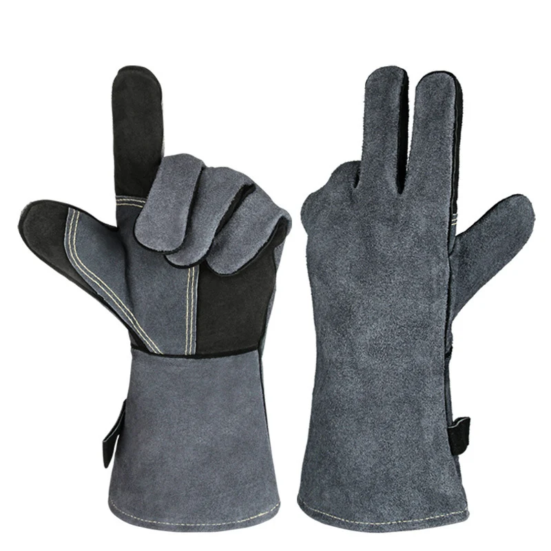 

Welding Gloves for Welder Works with Blue Palm Welders Thick Cow Split Leather Kitchen Stove Heat Puncture Resistant BBQ Glove