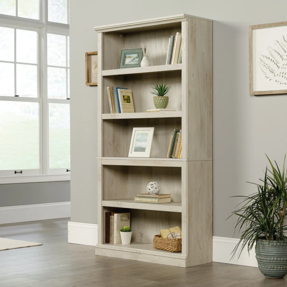 

5 - Shelf Bookcase, Chalked Chestnut Finish Book Shelf Furniture Cube Shelf Room Organizer