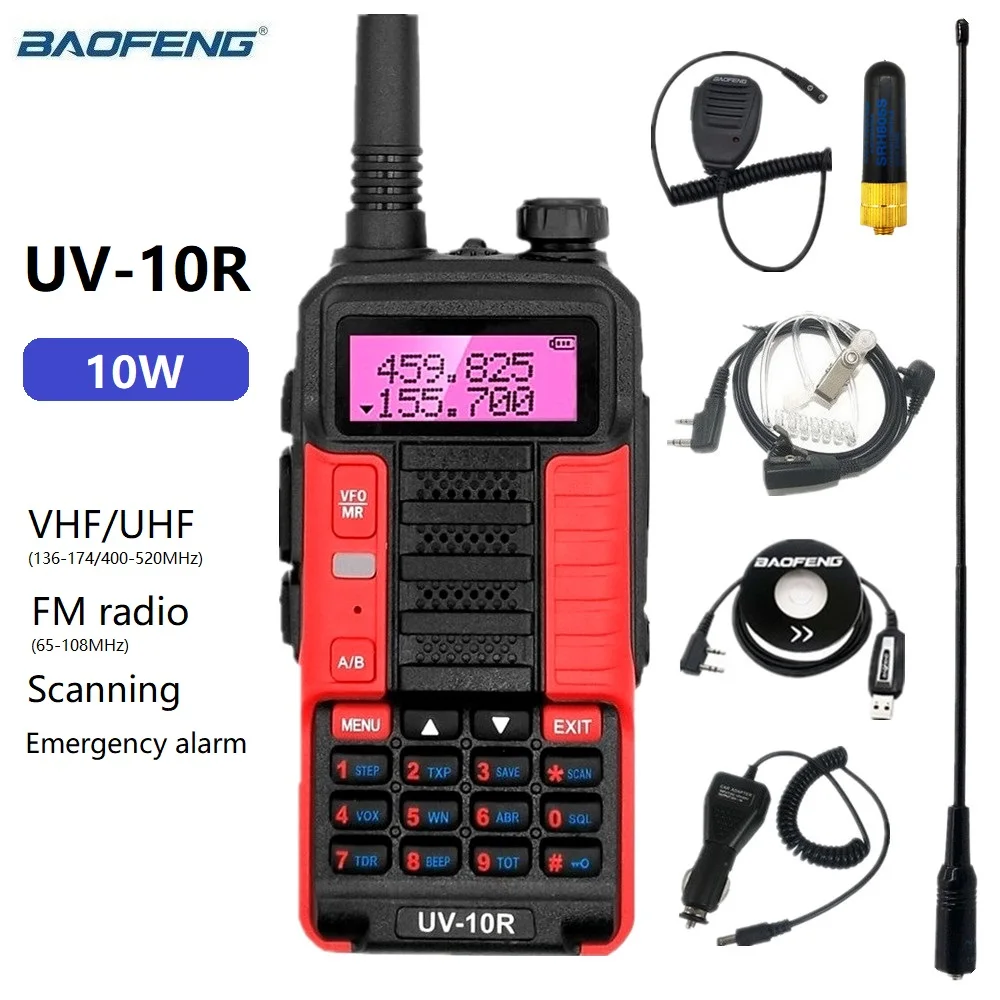 

10W Baofeng UV-10R Walkie Talkie Long Range Ham Radio Scanner VHF UHF CB Radio Station hf Transceiver UV10R Update UV-5R Plus