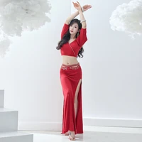 belly dance dress summer hot drill training clothes hollow long skirt sexy oriental dance show thin performance clothes belly