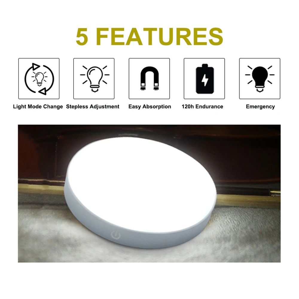 

Portable LED Puck Night Lights Dimmable Touch Light Battery Rechargeable LED Tap Lights Magnet Stick For Bedroom