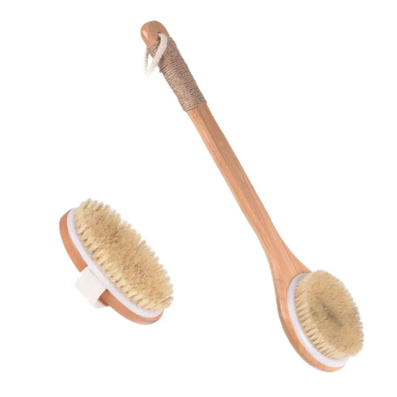 

2 Pcs Back Brush Bath Body Brush Back Scrubber With Long Wooden Handle