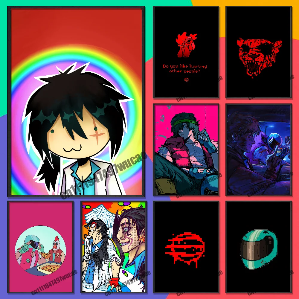 Фото Наклейка-постер с обложкой альбома Hotline Miami для фанатов, бумажная, для домашнего декора, самоклеящаяся, сувенирная, №1