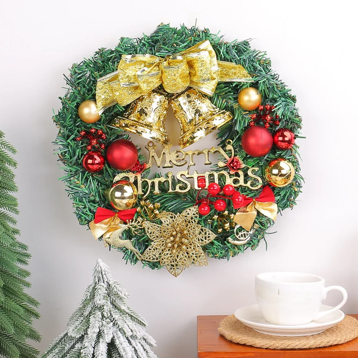 Рождественский колокольчик 2021 венок для входной двери украшение Navidad подвесной