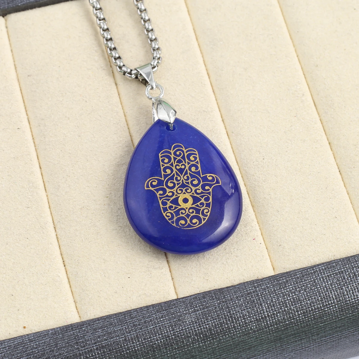 Ожерелье с подвеской из натурального камня чакры женское ожерелье рисунком