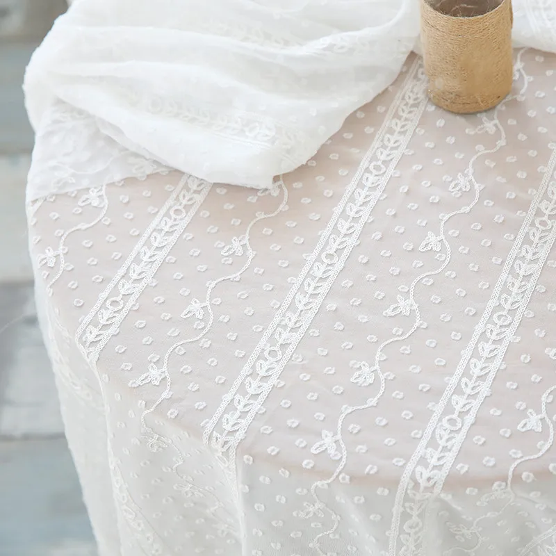 

145cm Breadth Embroidered Chiffon Clothing Door Curtain Tablecloth Skirt Fabric