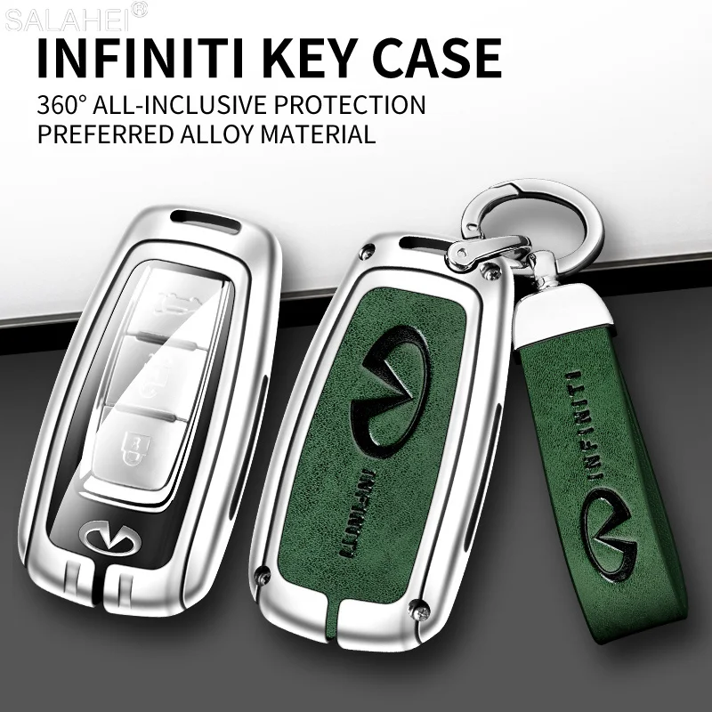 

Zinc Alloy Car Remote Key Case Cover Holder Shell Fob For Infiniti QX50 QX60 Q60 Q70 2020 2021 Protector Keychain Accessories