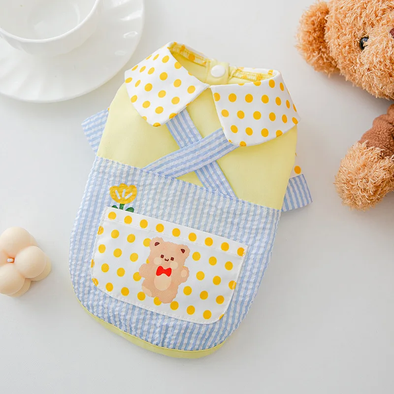 

Patchwork Shirts Pet Dog Clothes Cat Besr Thin T-shirt Clothing Dogs Small Chihuahua Summer Yollow Breathable Girl Boy Chihuahua