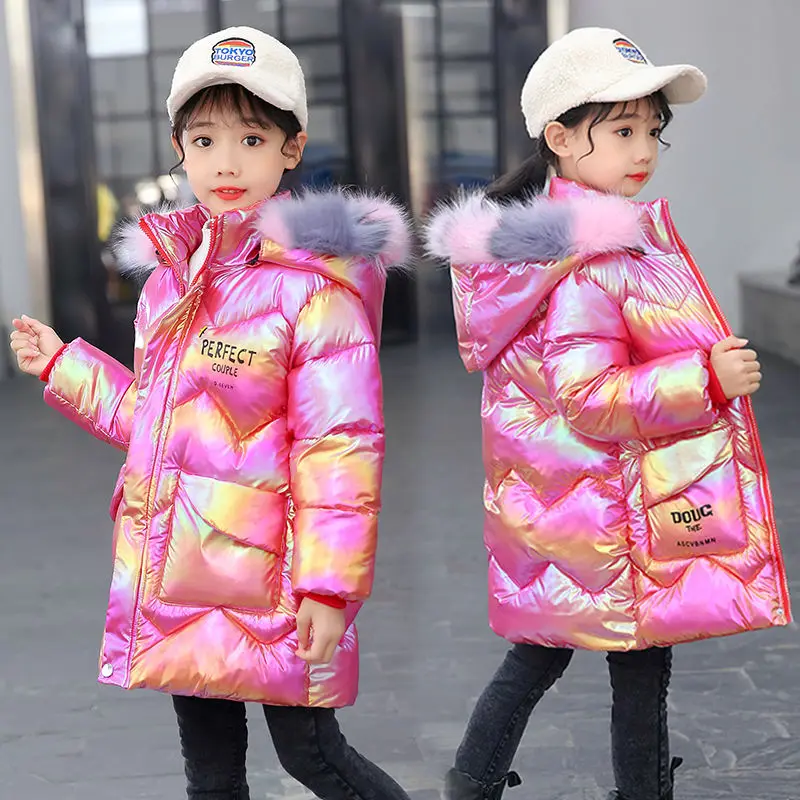 

New Winter Down Jacket for Girls Coat Waterproof Hooded Children Outerwear Clothing 4 8 12 13 Years Teenage Kids Cotton Clothes