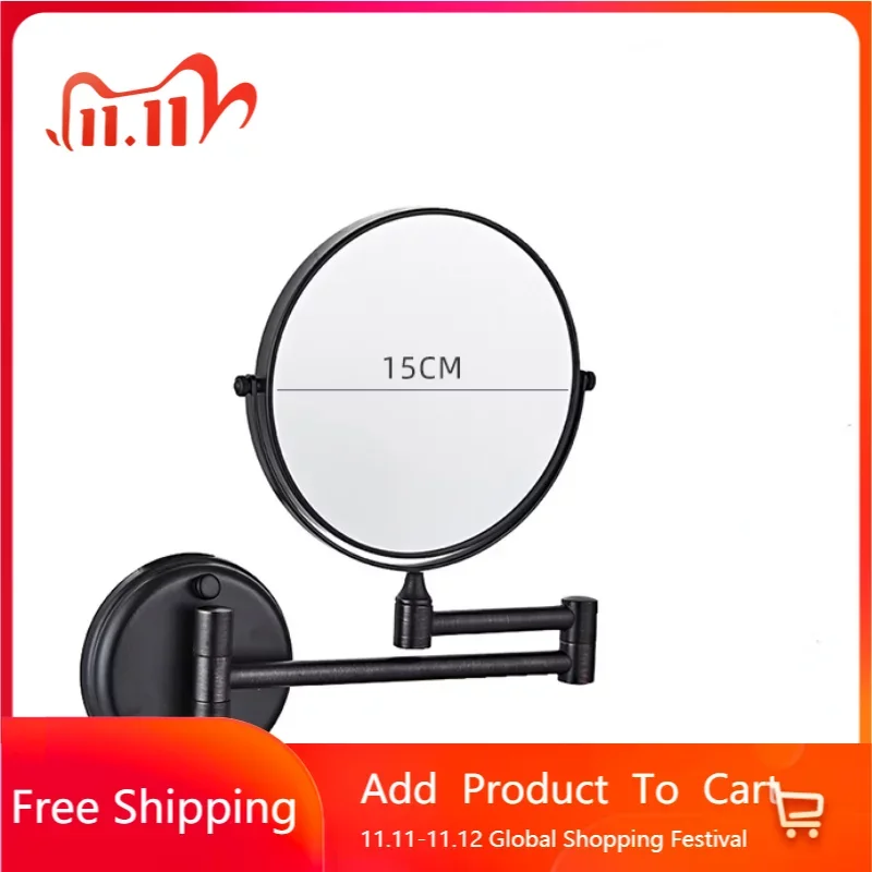 

Round Shower Bath Mirrors Bathroom Cabinet Wall Mounted 360 Self Haircut Black Mirror Girls Decorative Specchio Mirrors LG50JZ
