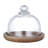 cake plate dome cover glasslid dessert serving tray covered covers server small wooden ceramic pastry clear transparentbase