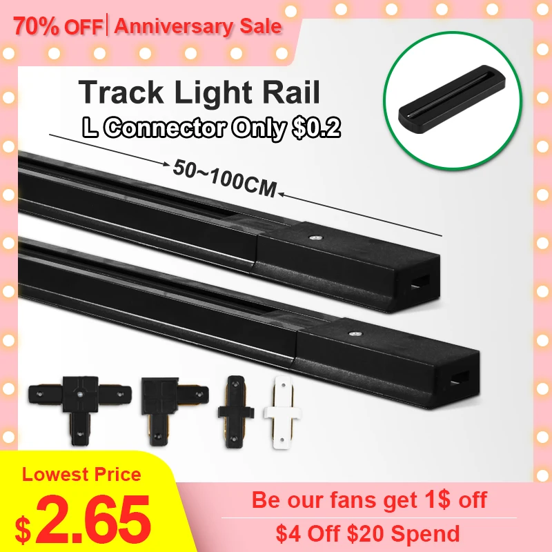 Led Track Light Rails 1m 0.5 m Full Set for 2 Wire Track Lig