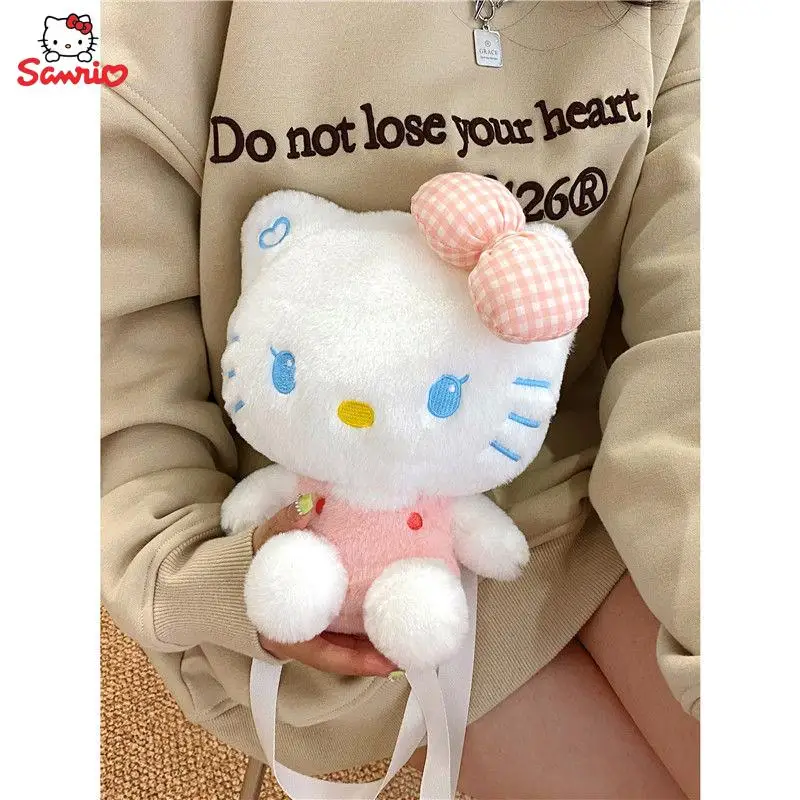 

Kawaii Hello Kitty, Стич плюшевая сумка, сумка-мессенджер, аниме мультфильм Sanrio, рюкзак с вышивкой, плюшевая игрушка, Студенческая школьная сумка, подарок