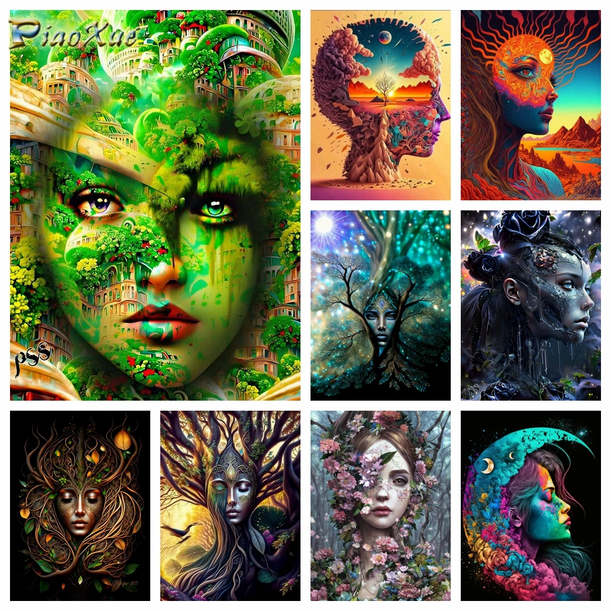 

Tree of Life Cross Stitch Kit 5D Diamond Painting Body Art Fantasy Landscape Mosaic Embroidery Face Rhinestone Home Wall Art