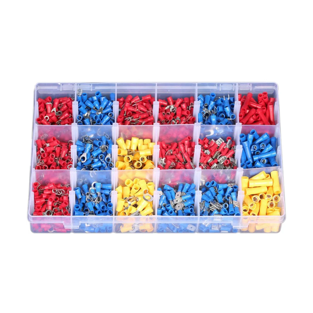 

1200Pcs Cold-Pressed Terminal Block Combination Set Connecting Terminal Assorted Spade Cable Connector Crimp