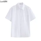 Униформа JK в японском стиле, белая рубашка в студенческом стиле, женский свободный комбинезон с отложным воротником и короткими рукавами, деловой наряд, большой размер C1