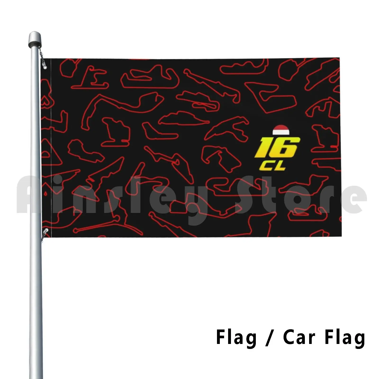 Cl 16-Circuits Pattern Outdoor Decor Flag Car Race Track Racing Scuderia Team Lecrerc Monaco Italy Italian