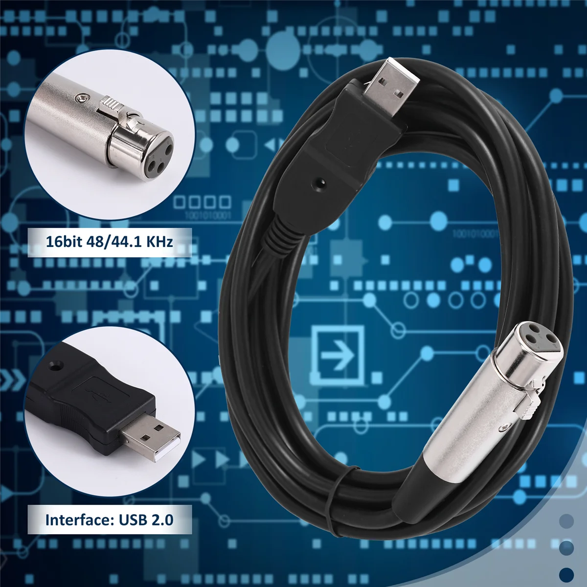 Фото FTXQ 3M USB-папа-мама XLR Микрофон USB-кабель для микрофона Новый №1