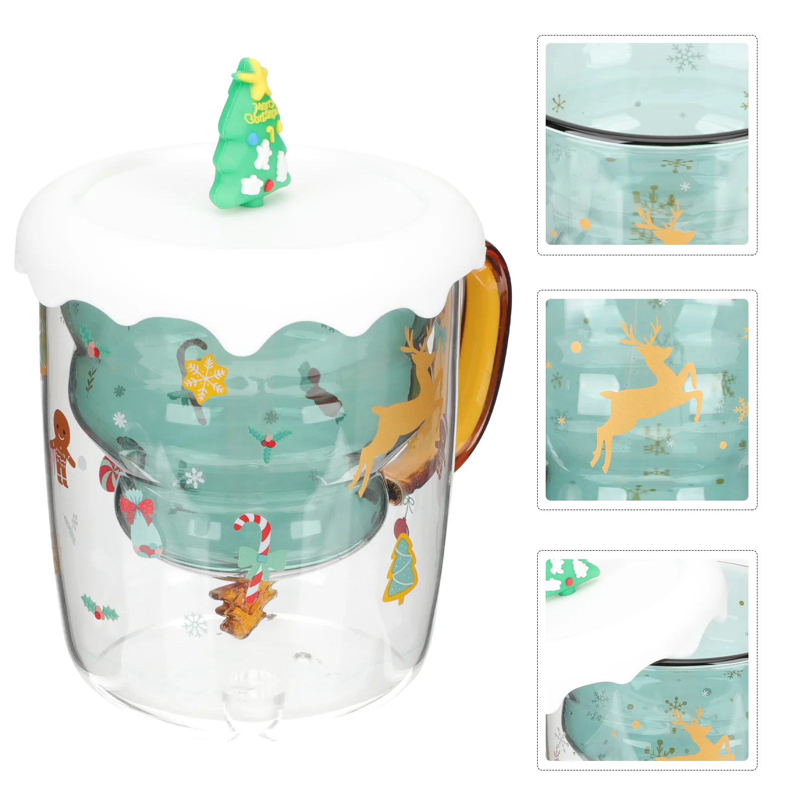 

Cup Mug Coffee Tea Christmastree Latteglass Cute Clear Holiday Espressolid Cappuccino