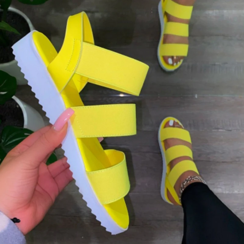 

Casual Slip On Ladies Flats Woman Fashion Platform Candy Color Plus Size New Footwear Female Shoe Women Sandals Summer Shoes