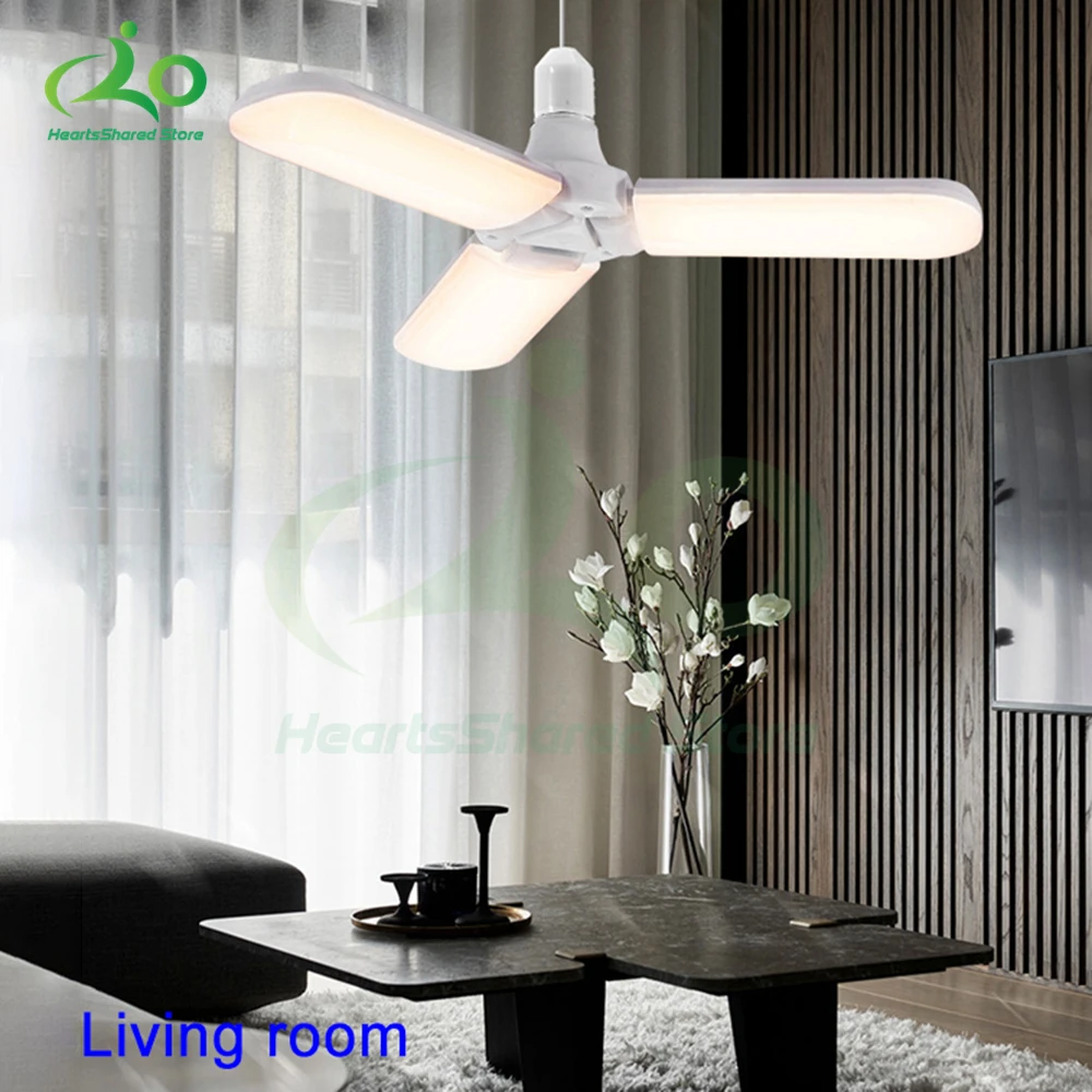 

LED Folding Lamp E27 45W 50W High Brightness Fan Blade Bulb E26 110V 220V SMD 2835 Warm White/Cold White Home Ceiling Light