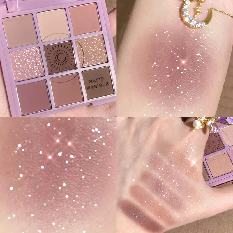 

9 Colors Eyeshadow Palette Matte Glitter Eye Shadow Waterproof Long Lasting Shimmer Eyeshadow Pigment Cosmetics Korean Makeup