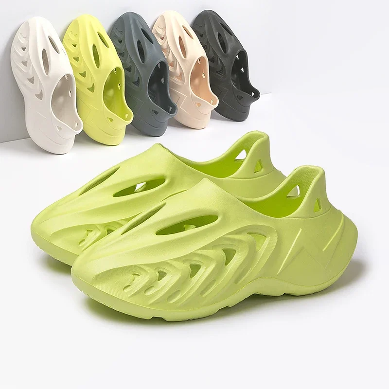 Новинка 2024 модные мужские сандалии однотонная обувь из ЭВА летняя дышащая с