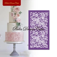 petunia flower design mesh stencil diy royal cream fondant cake mould fabric cake border template cake decorating tools bakeware