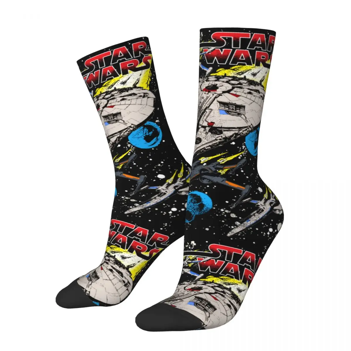 

Falcon Spaceship Resistance Squadron Print Socks Merchandise All Season Soft Crew Socks Sweat Absorbing Best Gift Idea